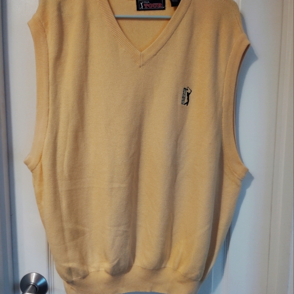 Men's PGA YELLOW XXL GOLF VEST NWOT COTTON/MODAL COUNTY CLUB PREPPY VACATION PRO